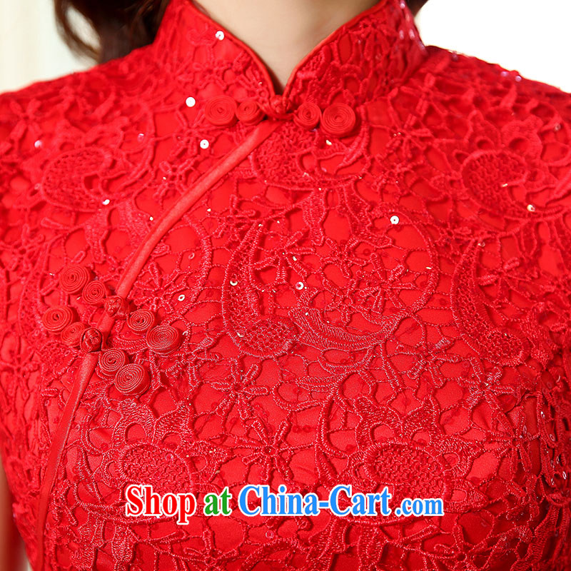 Mu season 2015 new water-soluble lace stylish wedding red toast wedding service long cheongsam dress red 1501 XXXL, Mu season (MOOVCHEE), online shopping