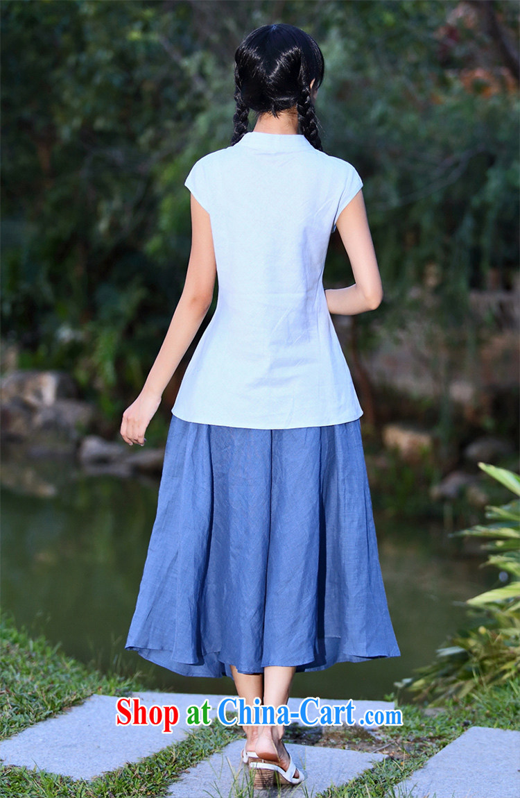 Chinese ethnic classic summer short-sleeved Chinese linen casual simplicity and Chinese Ethnic Arts, short-sleeved hand-painted T-shirt girl Lake blue XXL pictures, price, brand platters! Elections are good character, the national distribution, so why buy now enjoy more preferential! Health