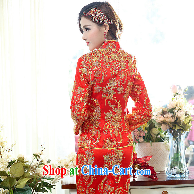 Mu season 2015 spring loaded Tang cheongsam Long Red Beauty embroidered marriages served toast wedding dresses back door female Red 1508 XXXL, Mu season (MOOVCHEE), online shopping