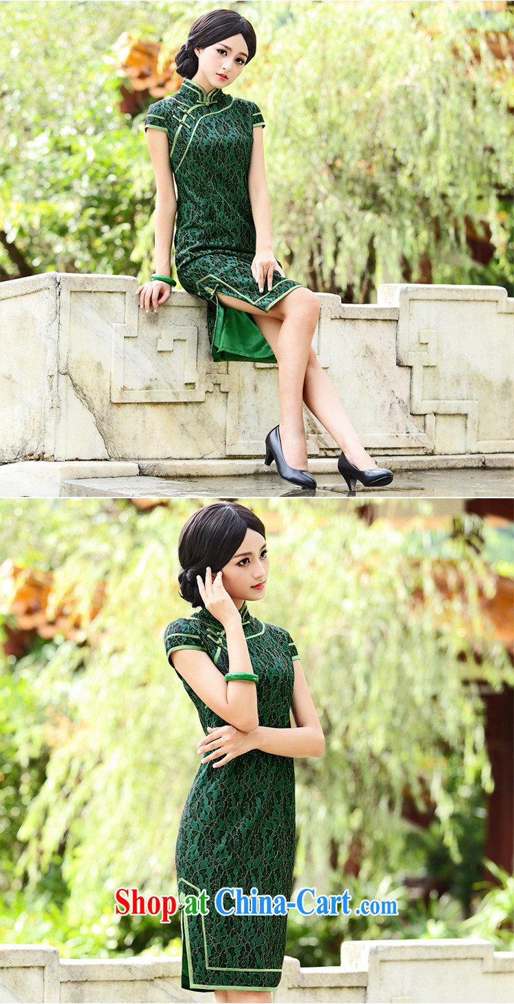 China classic * cold smoke Tsui. Tang replace spring, lace-style cheongsam dress improved daily beauty dark green XXXL pictures, price, brand platters! Elections are good character, the national distribution, so why buy now enjoy more preferential! Health