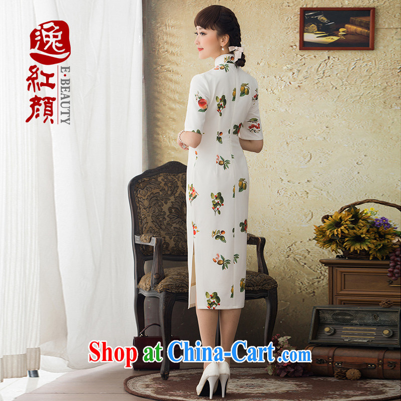 once and for all the proverbial hero Mobile Phone 2015 spring and summer with new, long, improved cheongsam dress stylish stamp cheongsam dress retro white XL, fatally jealous once and for all, and shopping on the Internet
