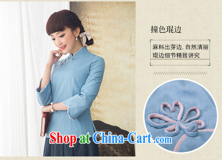 once and for all the proverbial hero, pure cotton 9 cuff Chinese Tang Women's clothes 2015 spring and summer with improved national wind cheongsam shirt blue 2 XL pictures, price, brand platters! Elections are good character, the national distribution, so why buy now enjoy more preferential! Health