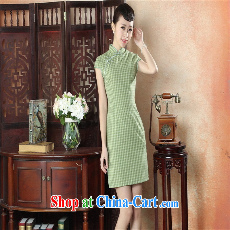 New autumn fashion summer dresses daily retro-snap grid cheongsam dress improved elegance short-sleeved qipao GZDX S 001, health concerns (Rvie), and, on-line shopping
