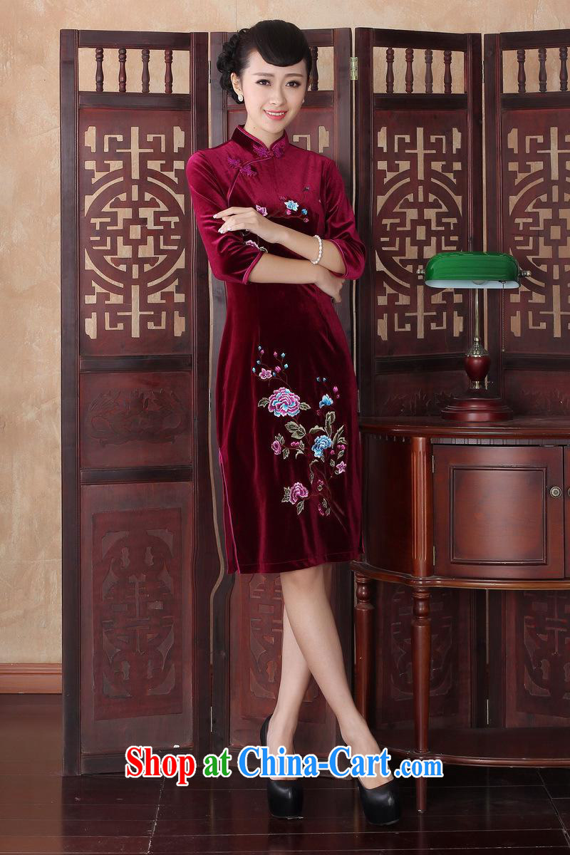 The cheongsam long, long-sleeved, older XL wedding dresses Mother Superior gold velour cheongsam dress SRZX 0017 XXL pictures, price, brand platters! Elections are good character, the national distribution, so why buy now enjoy more preferential! Health