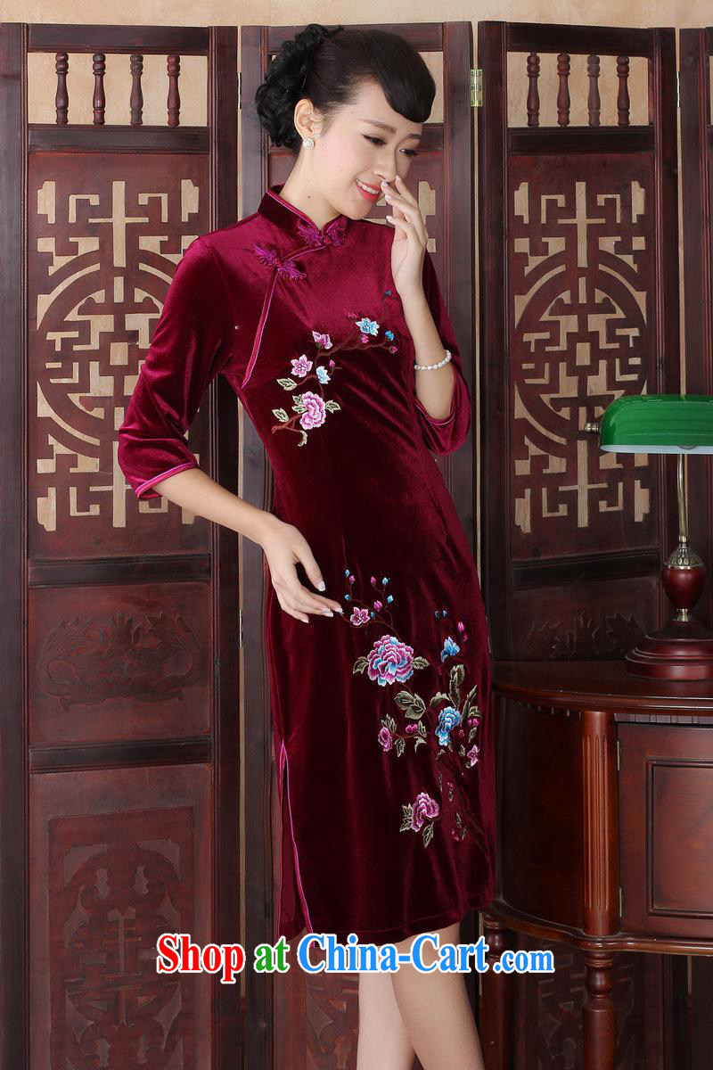The cheongsam long, long-sleeved, older XL wedding dresses Mother Superior gold velour cheongsam dress SRZX 0017 XXL pictures, price, brand platters! Elections are good character, the national distribution, so why buy now enjoy more preferential! Health