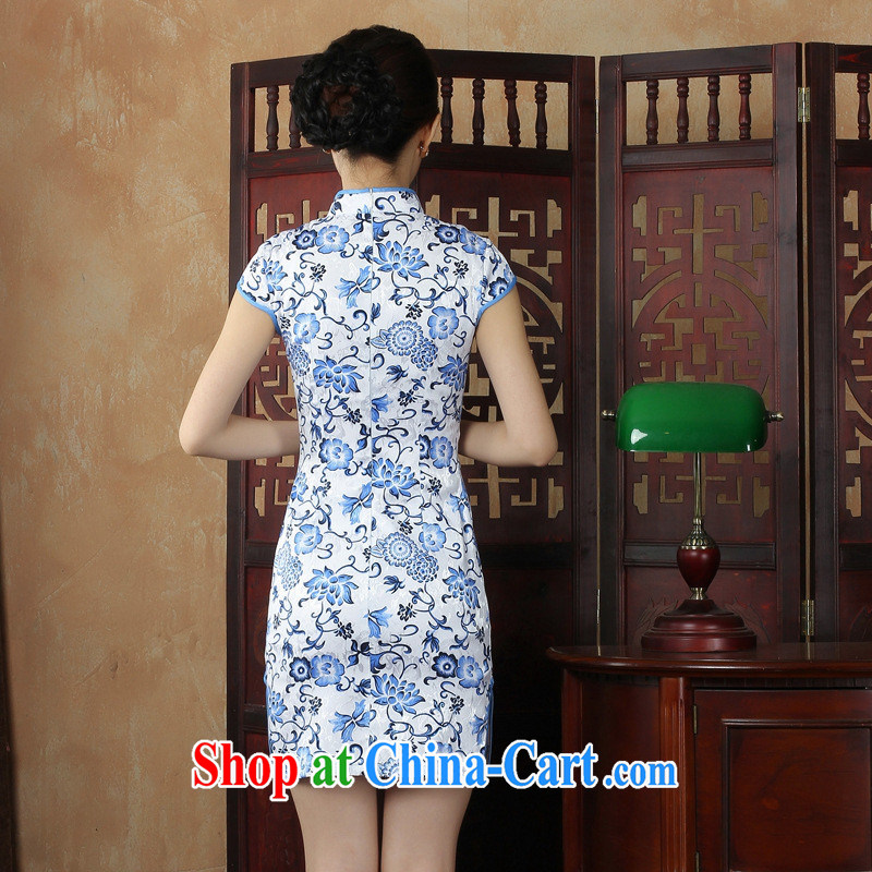 Wholesale everyday dresses 2014 new dresses summer dresses cheongsam dress beauty and stylish blue and white porcelain cheongsam THM 0040 XXL, health concerns (Rvie .), and shopping on the Internet