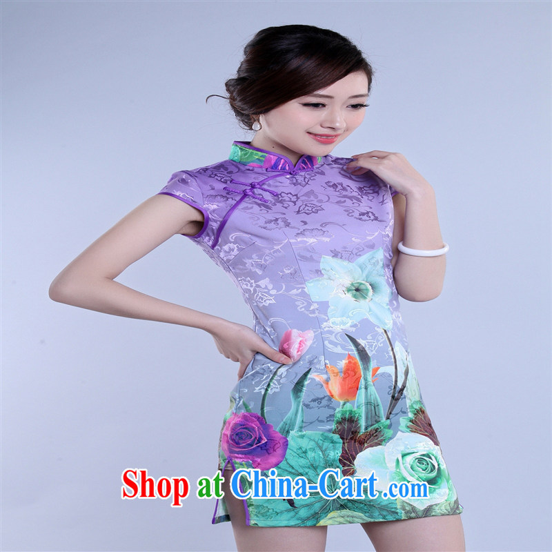 Wholesale new, improved day-short, Retro cheongsam dress jacquard cotton stamp beauty and elegant low-power's THM 0027 XXL, health concerns (Rvie .), and, on-line shopping