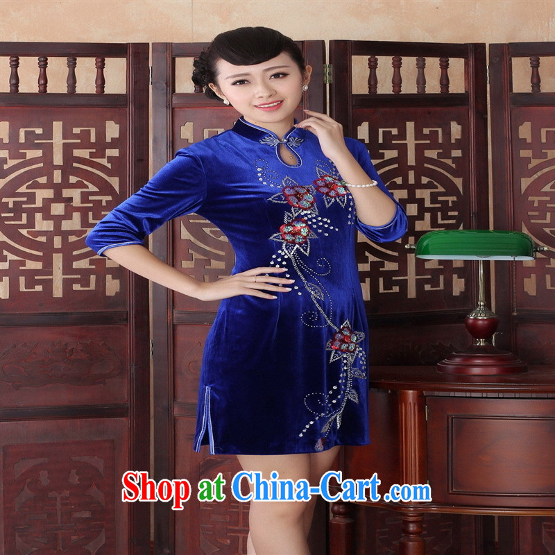 Graceful female new gold velour cheongsam dress with autumn middle-aged mother wedding wedding dress dress 0021 SRZX XXL, health concerns (Rvie .), and, on-line shopping
