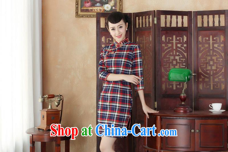 Summer 2014 new girls cotton cheongsam dress tartan aura of Korea retro improved daily in qipao cuff GZZX 0001 L pictures, price, brand platters! Elections are good character, the national distribution, so why buy now enjoy more preferential! Health