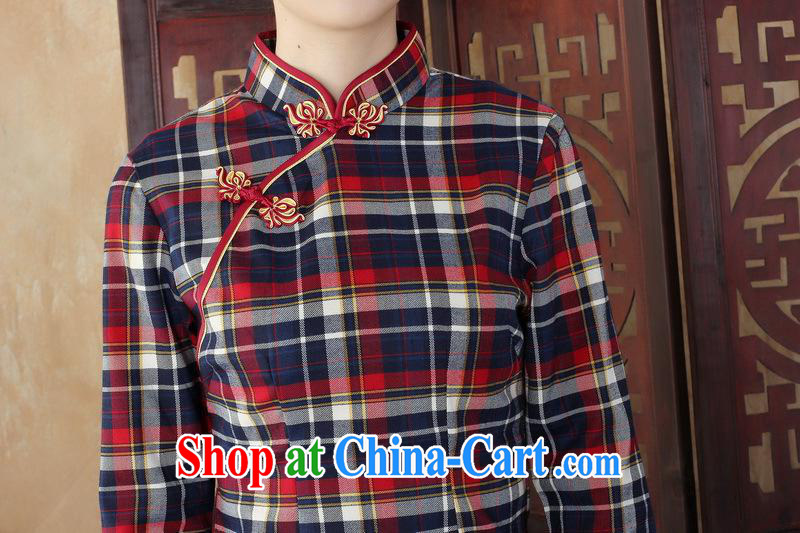 Summer 2014 new girls cotton cheongsam dress tartan aura of Korea retro improved daily in qipao cuff GZZX 0001 L pictures, price, brand platters! Elections are good character, the national distribution, so why buy now enjoy more preferential! Health