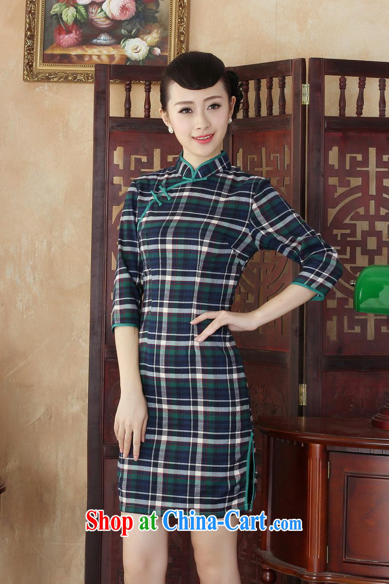 Summer 2014 new girls cotton cheongsam dress tartan aura of Korea retro improved daily in qipao cuff GZZX 0003 XXL pictures, price, brand platters! Elections are good character, the national distribution, so why buy now enjoy more preferential! Health