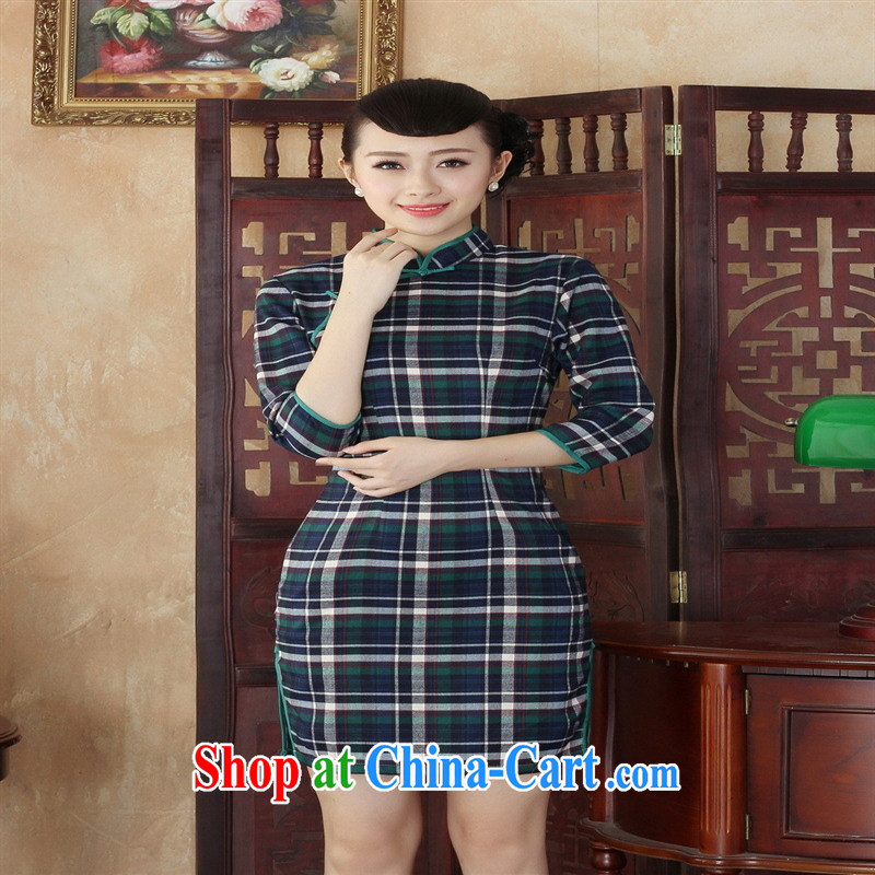 Summer 2014 new girls cotton cheongsam dress tartan aura of Korea retro improved daily in qipao cuff GZZX 0003 XXL, health concerns (Rvie .), and, on-line shopping