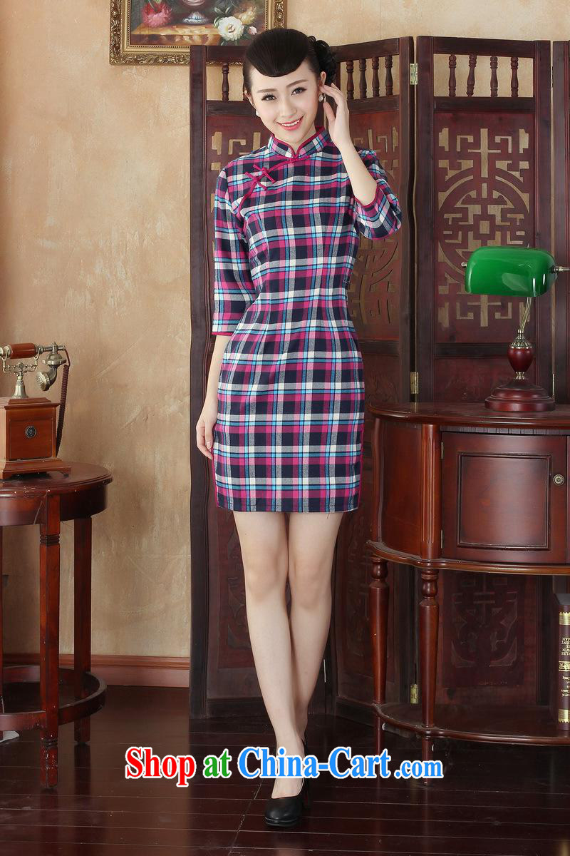 Summer 2014 new girls cotton cheongsam dress tartan aura of Korea retro improved daily in qipao cuff GZZX 0002 XXL pictures, price, brand platters! Elections are good character, the national distribution, so why buy now enjoy more preferential! Health