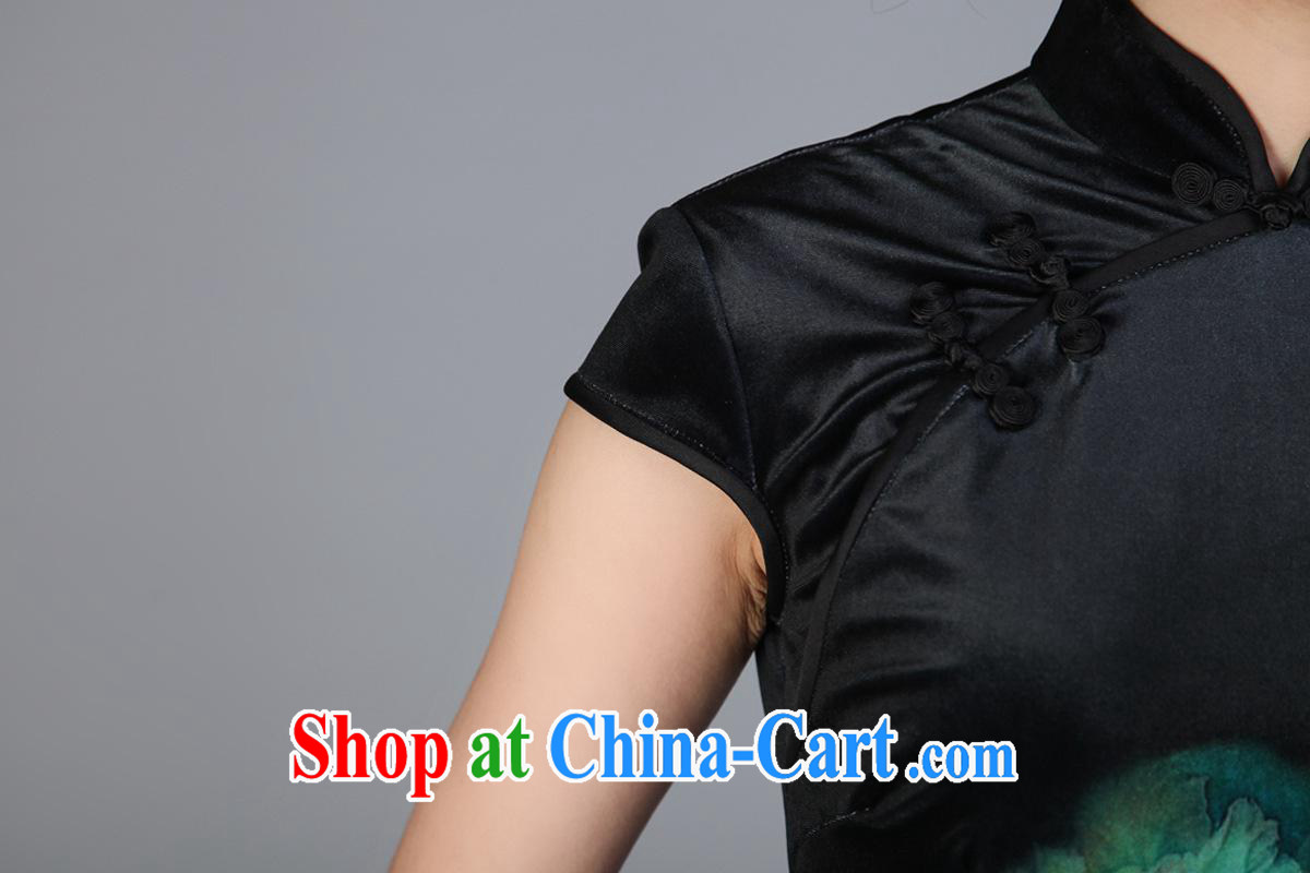Wholesale cheongsam Chinese TD 0003 spring gold velour painting stylish classic short-sleeved short cheongsam black XXL pictures, price, brand platters! Elections are good character, the national distribution, so why buy now enjoy more preferential! Health