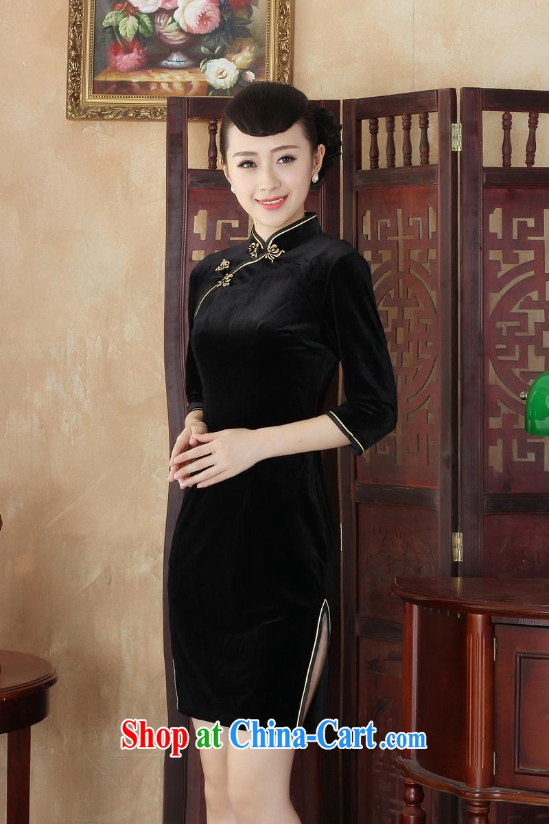 Retro improved stylish embroidered cheongsam dress, older MOM velvet cheongsam dress gold velour daily outfit skirt SRZX 0003 S pictures, price, brand platters! Elections are good character, the national distribution, so why buy now enjoy more preferential! Health