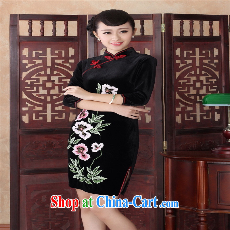 New autumn and summer, improved and stylish dresses Daily Beauty graphics thin retro elegance embroidery cheongsam dress batch 0019 SRZX XXL, health concerns (Rvie .), and, on-line shopping