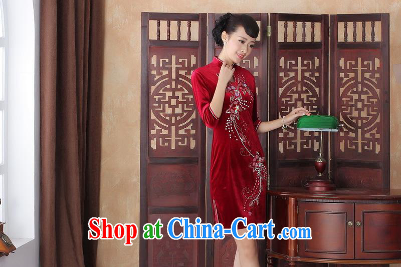 Dresses high-end custom manually staple mother pearl cultivation qipao retro short sleeve high quality gold velour cheongsam short 0023 SRZX XXL pictures, price, brand platters! Elections are good character, the national distribution, so why buy now enjoy more preferential! Health