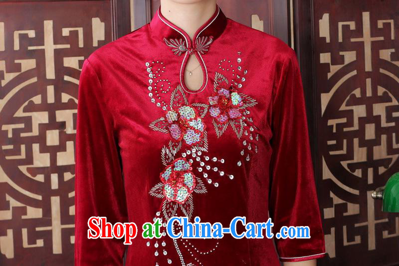 Dresses high-end custom manually staple mother pearl cultivation qipao retro short sleeve high quality gold velour cheongsam short 0023 SRZX XXL pictures, price, brand platters! Elections are good character, the national distribution, so why buy now enjoy more preferential! Health