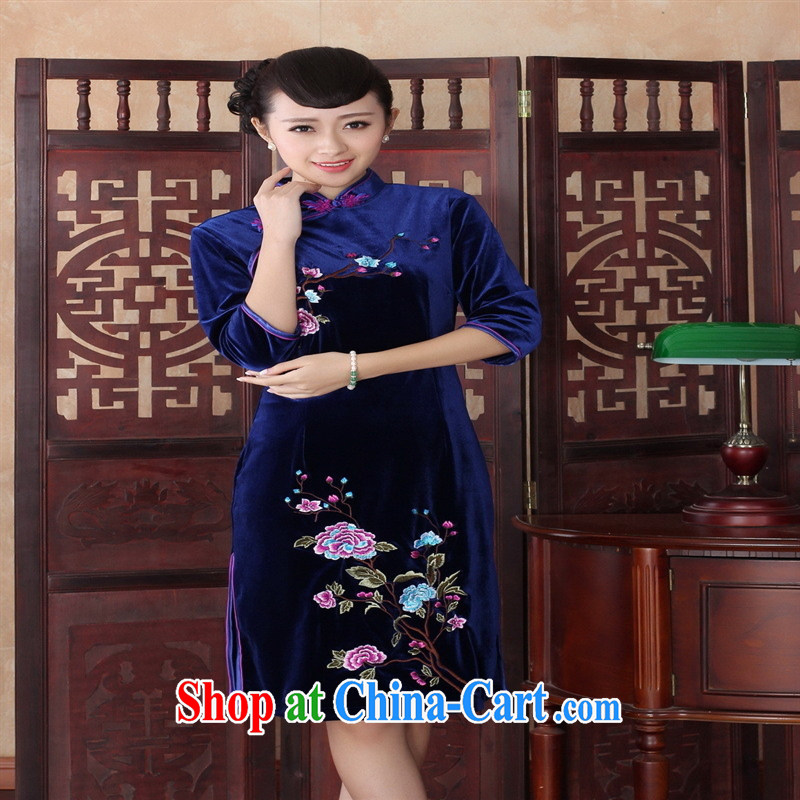Cuff in gold velour cheongsam dress wedding dress improved bridal Ethnic Wind female Tang replace summer SRZX Spring and Autumn 0015 XXL, health concerns (Rvie), and, on-line shopping