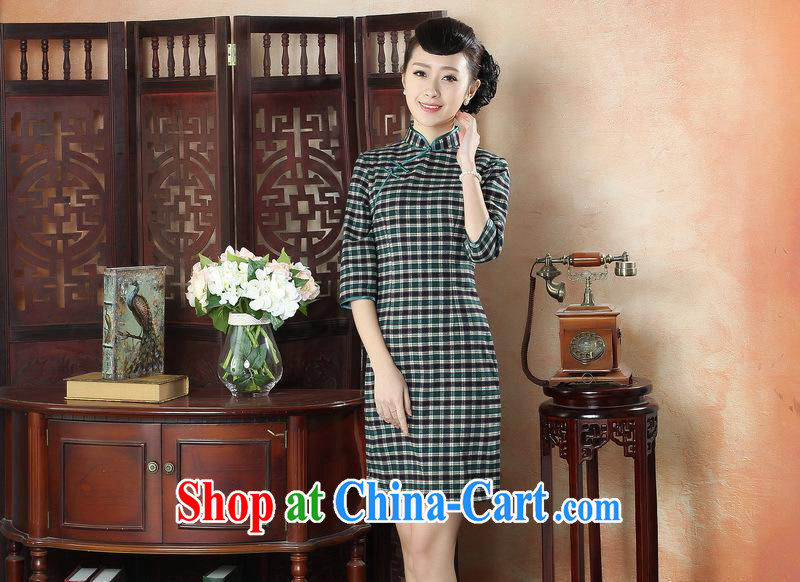 New autumn and summer fashion dresses daily retro-snap grid cheongsam dress refined elegance, qipao cuff GZZX 0005 XXL pictures, price, brand platters! Elections are good character, the national distribution, so why buy now enjoy more preferential! Health
