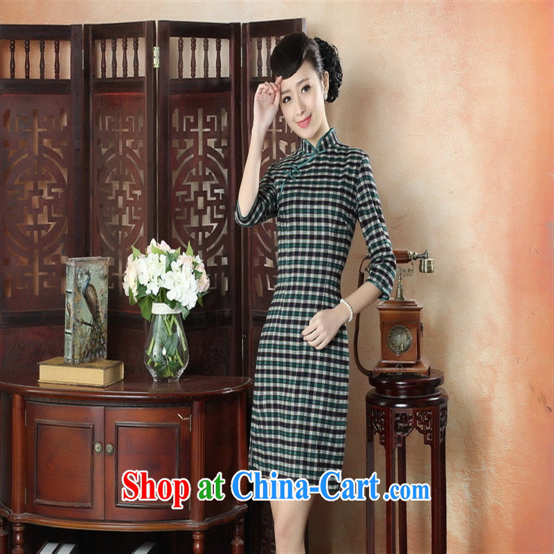 New autumn and summer and stylish dresses daily retro-snap grid cheongsam dress refined elegance in traditional costumes cuff GZZX 0005 XXL, health concerns (Rvie .), and, on-line shopping