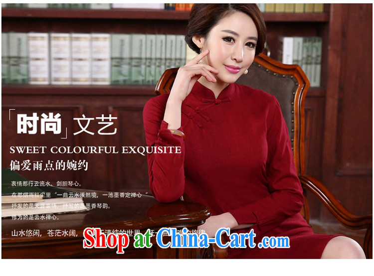 pro-am day 2015 spring new style beauty short, long-sleeved retro improved stylish cotton the cheongsam dress red 2 XL - waist 86 CM pictures, price, brand platters! Elections are good character, the national distribution, so why buy now enjoy more preferential! Health