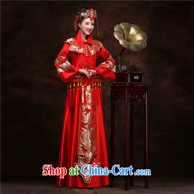 man she married Yi retro bridal show reel service spring 2015 new Chinese Dress wedding dresses use phoenix red bows Sau kimono costumes wedding clothes XXL, diffuse Connie married Yi, shopping on the Internet