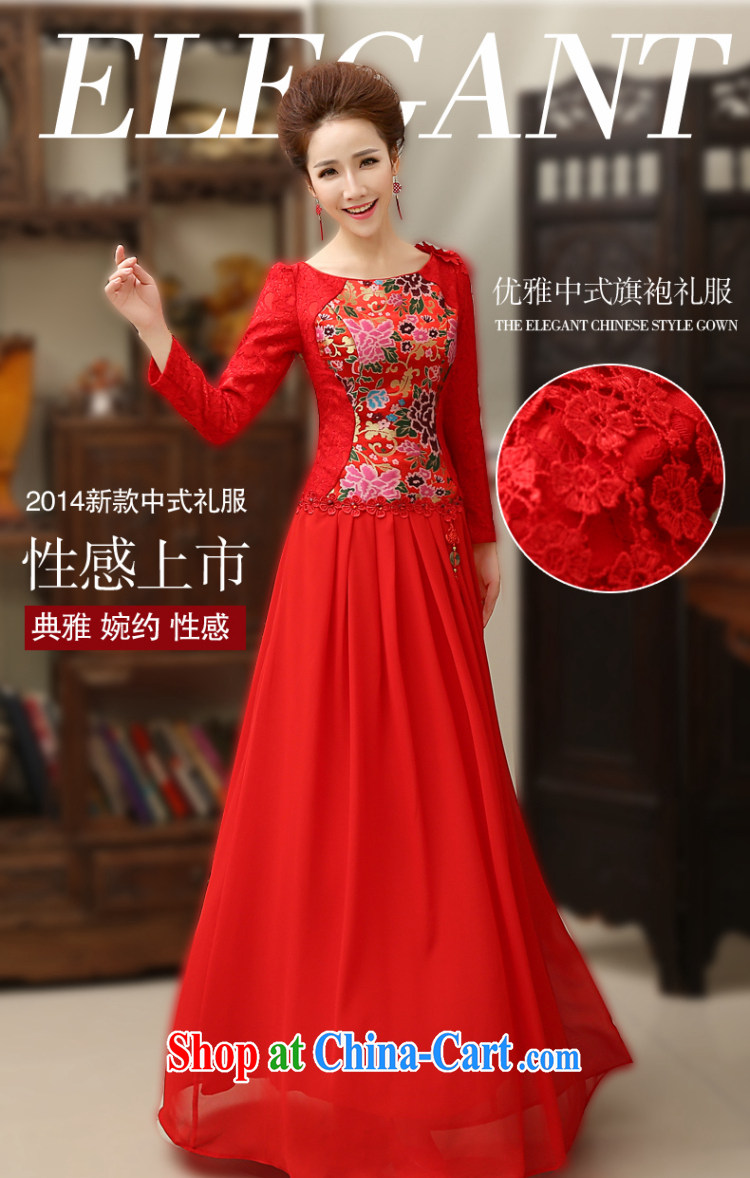 man she married Yi Manni 2015 spring and summer new long-sleeved round-collar improved retro dresses bridal wedding dresses long dresses, the Code Red XXL pictures, price, brand platters! Elections are good character, the national distribution, so why buy now enjoy more preferential! Health