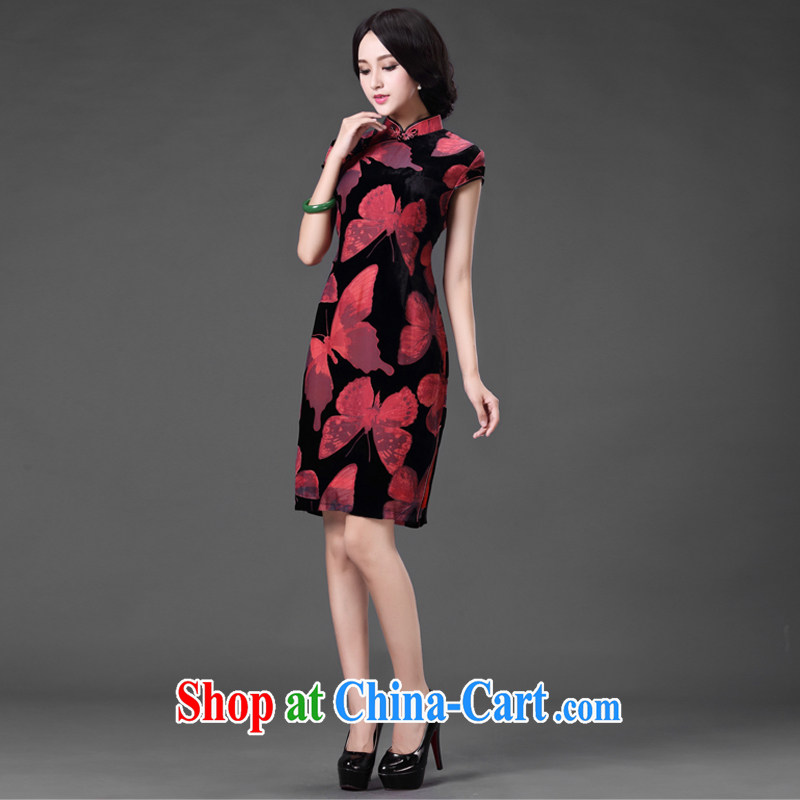 China classic * Butterfly Lovers take . . improved silk black flower lint-free cloth elegant qipao dress MOM dresses red XXXL, China Classic (HUAZUJINGDIAN), online shopping