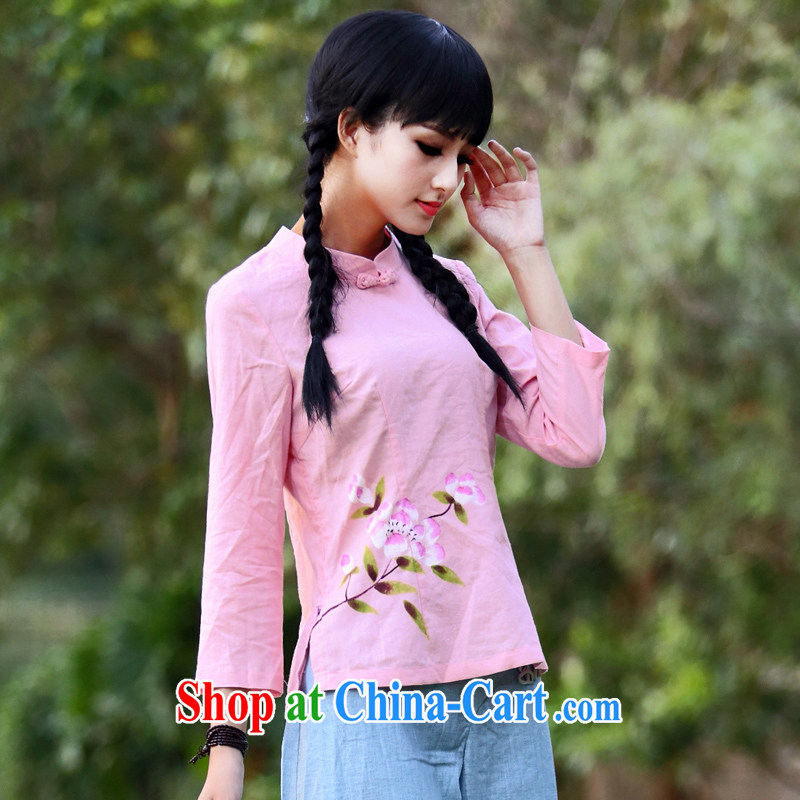 China classic 2014 original innovation, Retro fresh cotton, the T-shirt stylish and improved Chinese T-shirt, girls pink XXL, China Classic (HUAZUJINGDIAN), online shopping