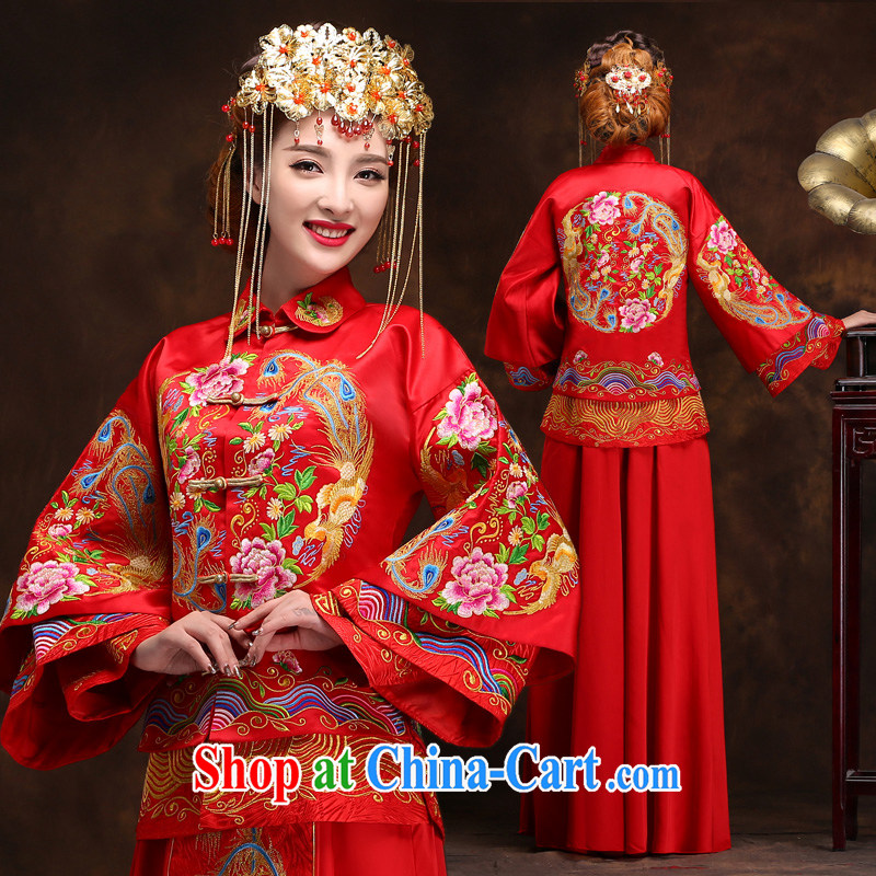man she married Yi red toast clothing embroidery Phoenix 2015 use new spring and summer show reel service bridal gown Chinese wedding dress retro dresses marry Yi L, diffuse Connie married Yi, and shopping on the Internet