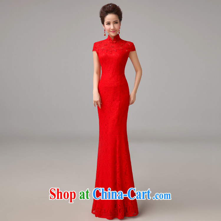 man she married Yi Manni long lace crowsfoot dresses 2015 New Red toast clothing stylish wedding dresses Evening Dress girl XXL pictures, price, brand platters! Elections are good character, the national distribution, so why buy now enjoy more preferential! Health