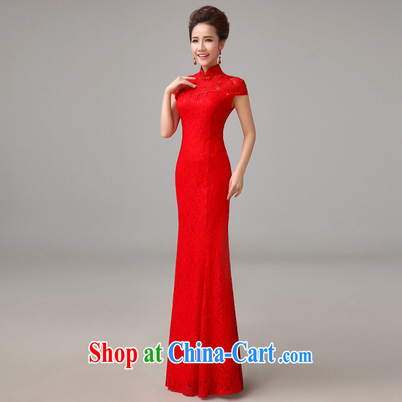 man she married Yi Manni long lace crowsfoot dresses 2015 New Red toast clothing stylish wedding dresses Evening Dress girl XXL, diffuse Connie married Yi, shopping on the Internet