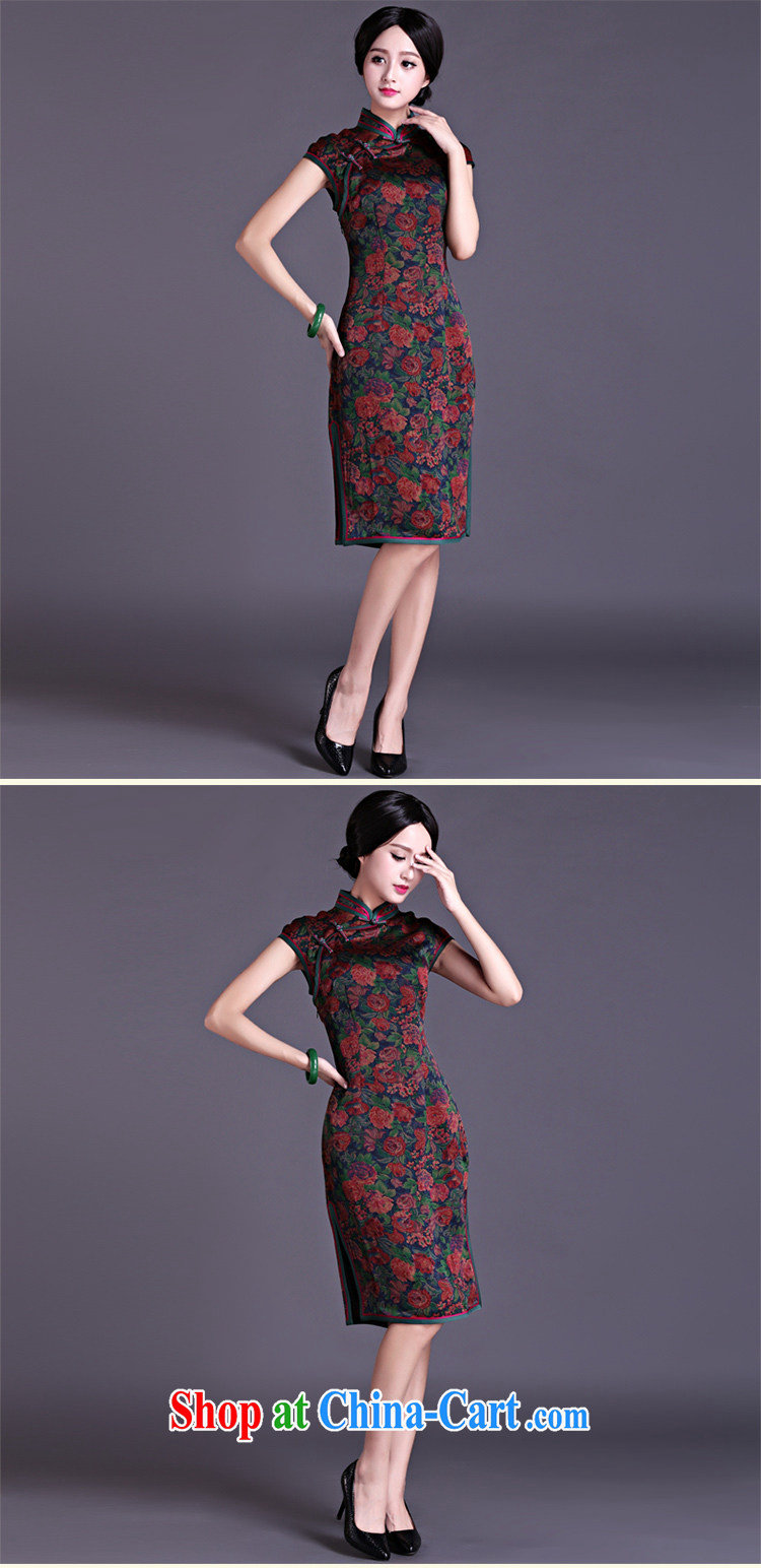 China classic 2015 spring and summer New Silk fragrant cloud yarn short sleeve cheongsam dress retro beauty Ms. traditional cheongsam floral L pictures, price, brand platters! Elections are good character, the national distribution, so why buy now enjoy more preferential! Health