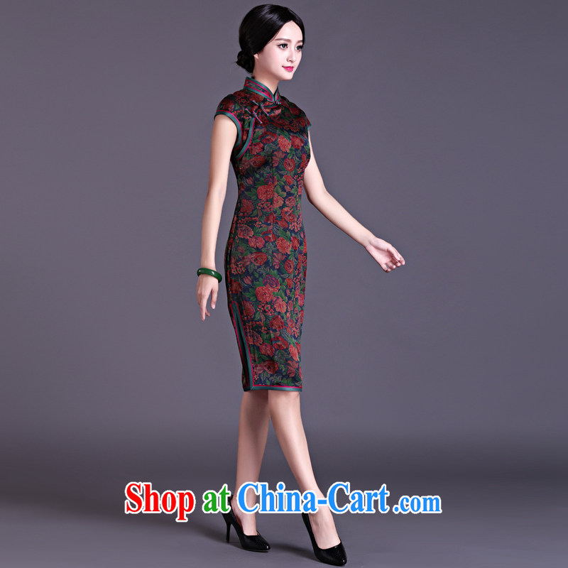 China classic 2015 spring and summer New Silk fragrant cloud yarn short-sleeve cheongsam dress retro beauty, Ms. traditional cheongsam floral L, China Classic (HUAZUJINGDIAN), online shopping