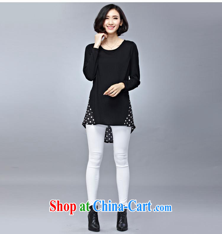 Ya-ting store spring new thick mm dot woven Snow hit color stitching does not rule T shirt graphics thin T-shirt black large code XXXXL pictures, price, brand platters! Elections are good character, the national distribution, so why buy now enjoy more preferential! Health