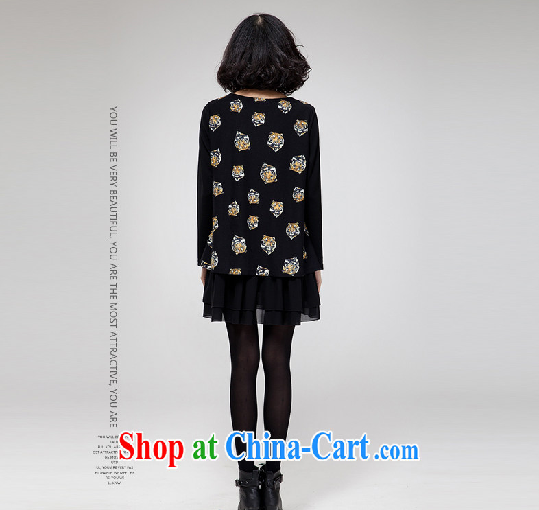 Ya-ting store new spring Korean version the code graphics thin tiger head stamp thick mm long-sleeved dress pregnant women wearing a black 3 XL pictures, price, brand platters! Elections are good character, the national distribution, so why buy now enjoy more preferential! Health