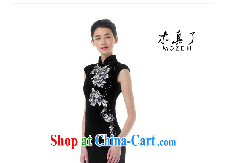 Wood is really the Chinese 2015 spring new silk dress Stylish retro velvet cheongsam dress long, 53,372 01 black XL (pre-sale) pictures, price, brand platters! Elections are good character, the national distribution, so why buy now enjoy more preferential! Health