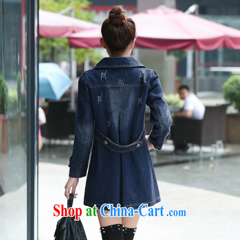 Peregrine Fine Spring and Autumn and store new women in long-sleeved long Korean Beauty denim jacket girls autumn and winter clothing blouses long-sleeved blue XXL, GENYARD, shopping on the Internet