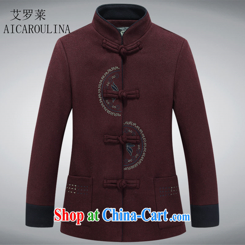 The spring, new and old in Spring and Autumn and female jacket hair? jacket lady? The clothes Grandma Chinese Chinese wine red 3XL