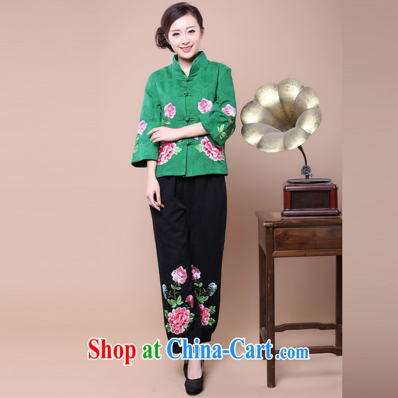 2015 spring girls decorated in stylish cotton jacquard Tang jackets kit to sell green package XXXXL, maple and Ling (fengzhiling), shopping on the Internet