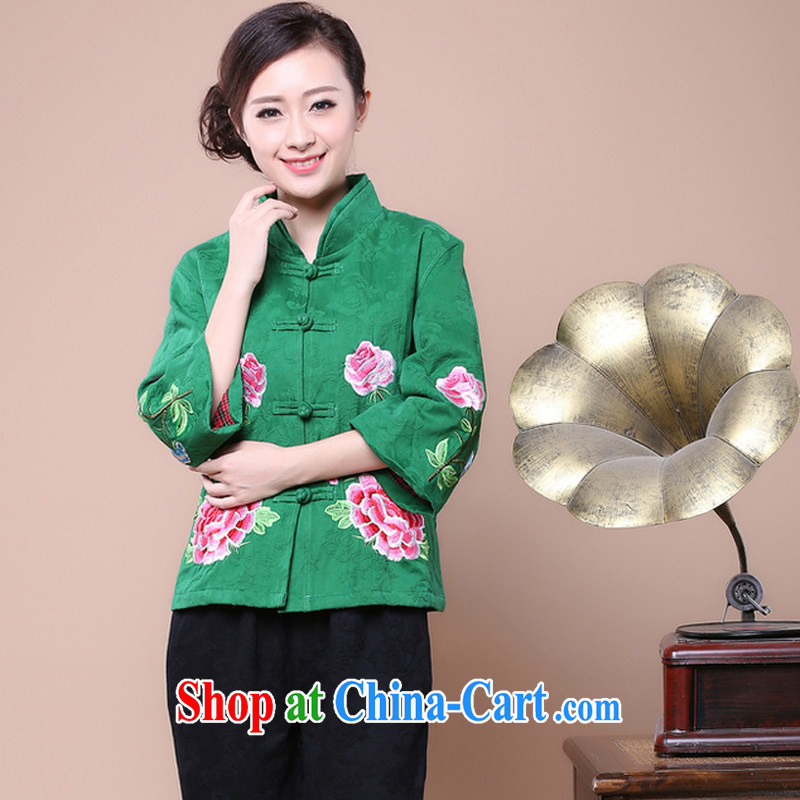 2015 spring girls decorated in stylish cotton jacquard Tang jackets kit to sell green package XXXXL, maple and Ling (fengzhiling), shopping on the Internet