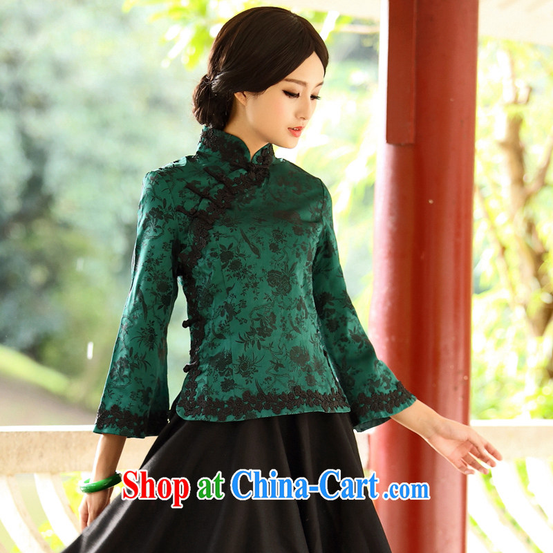 2015 SPRING CHINESE Tang Women's clothes retro T-shirt, clothing, improved stylish jacket long-sleeved costumes green XXXL, China Classic (HUAZUJINGDIAN), online shopping
