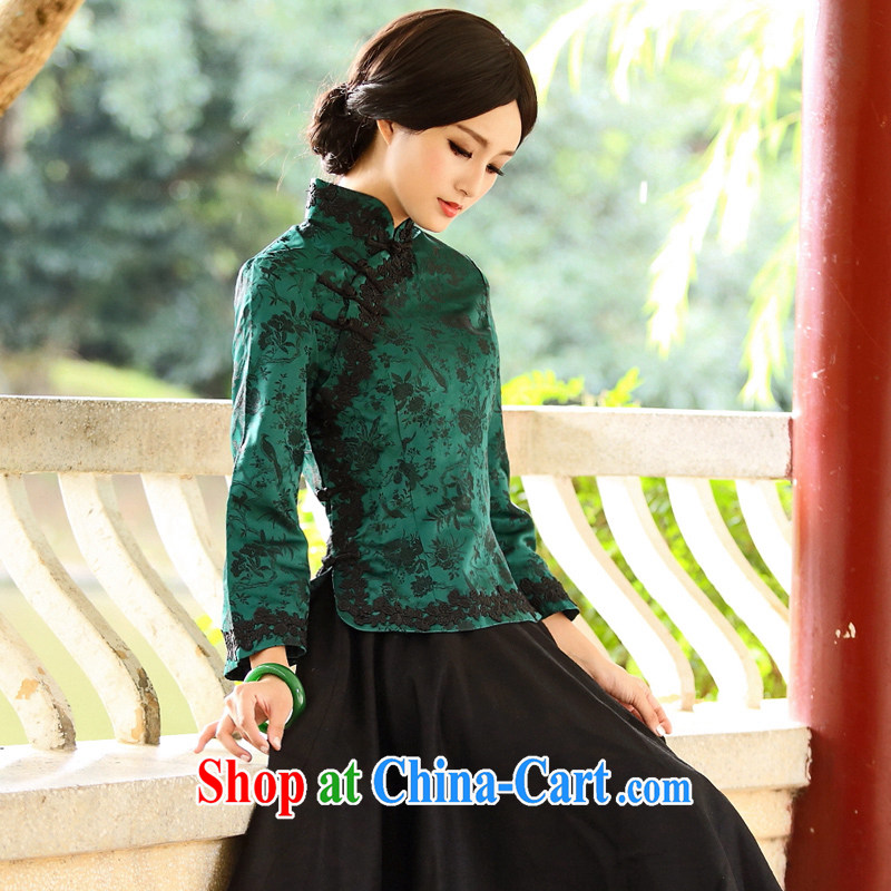 2015 SPRING CHINESE Tang Women's clothes retro T-shirt, clothing, improved stylish jacket long-sleeved costumes green XXXL, China Classic (HUAZUJINGDIAN), online shopping