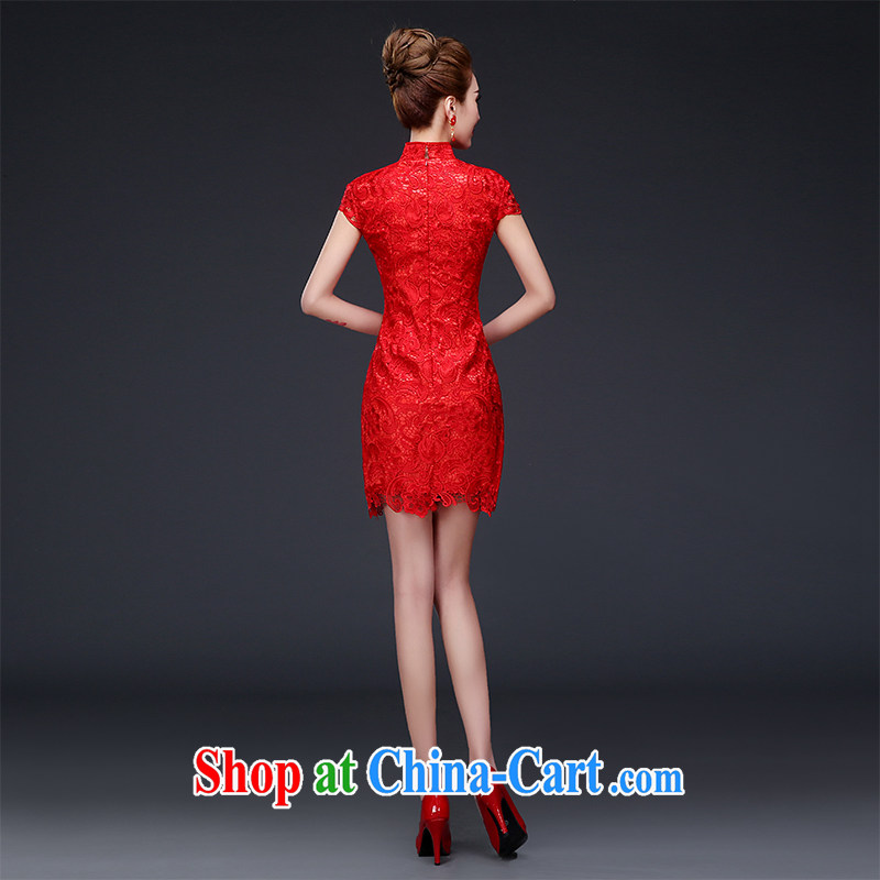 The Vanessa cheongsam dress summer 2015 new bride's toast clothes winter clothes marriages, short Chinese improved short red dresses, Beauty video thin cheongsam ball red short dresses wedding dress XXL, Vanessa (Pnessa), online shopping