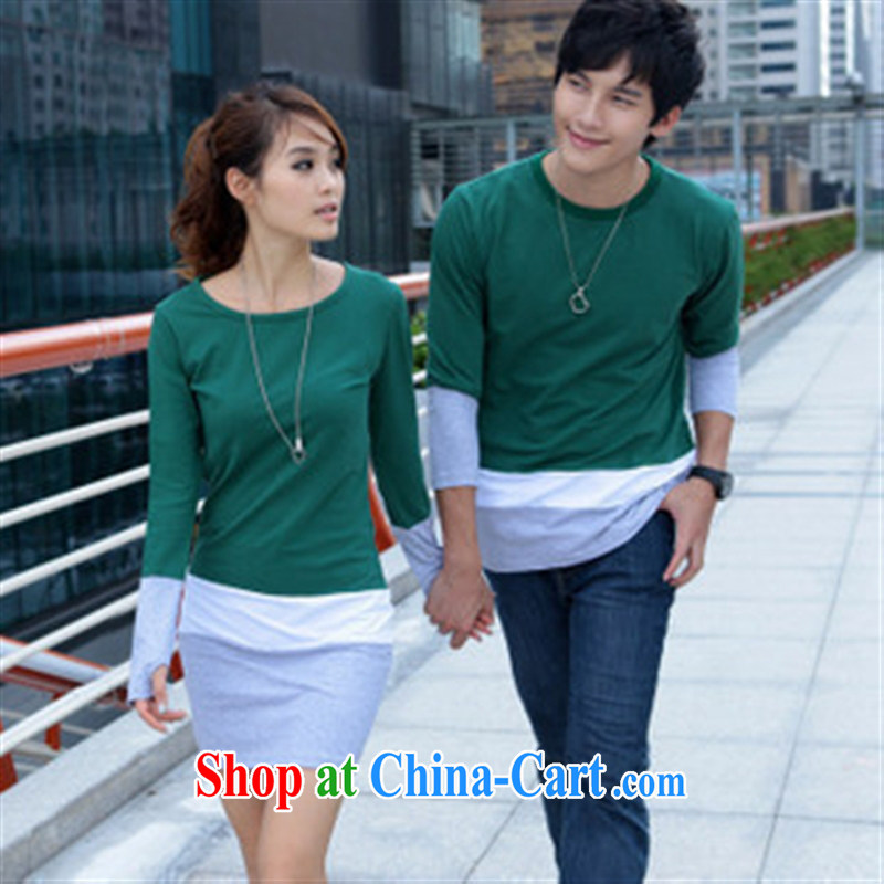 Qin Qing store autumn loaded long-sleeved Korean female long couples skirt solid couples with 946,652 single price green XXL