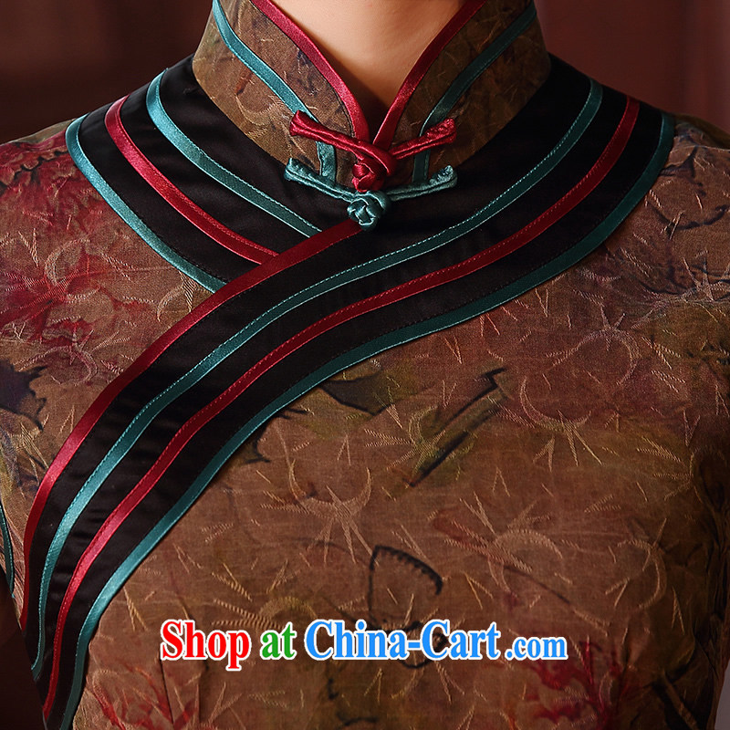 The CYD HO Kwun Tong' Cayman Hyatt silk incense cloud yarn high-end antique dresses 2015 spring and summer style new sauna Silk Cheongsam dress QD 5120 XXXL suit, Sau looked Tang, shopping on the Internet