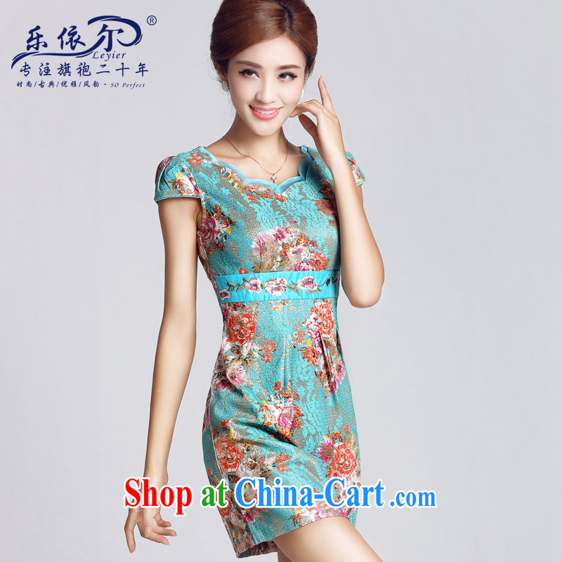 And, in accordance with classical lady dresses retro embroidery flowers daily short cheongsam dress cultivating improved and new green M, in accordance with (leyier), online shopping