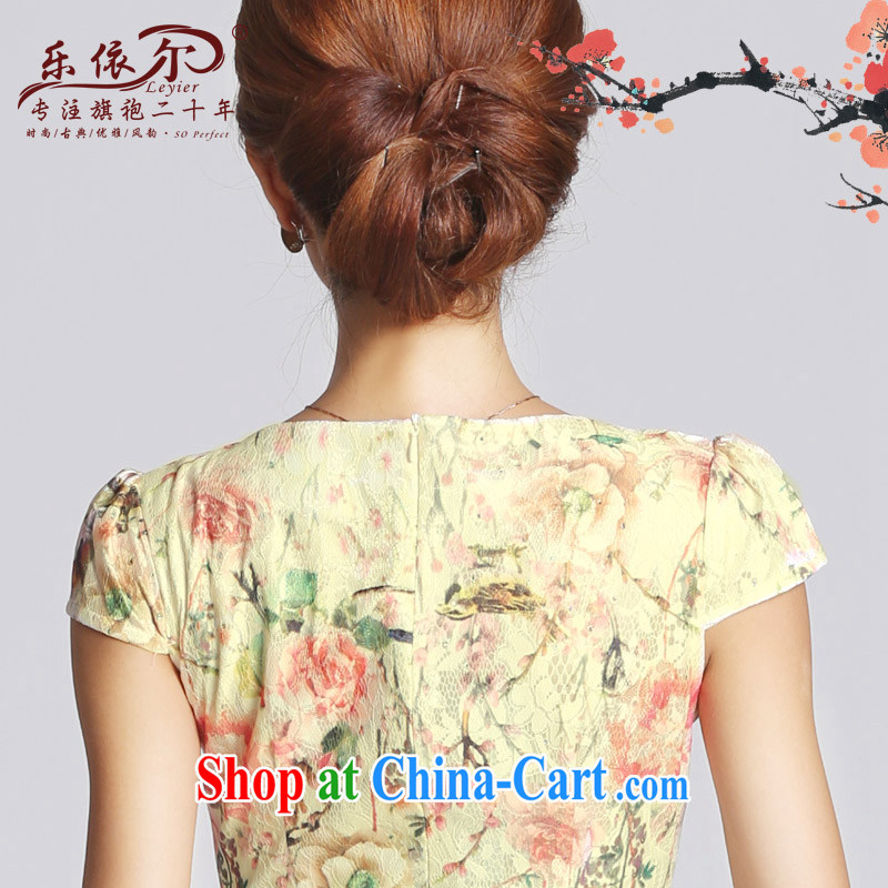 And, in accordance with antique embroidery flower girl dresses short Daily Beauty cheongsam dress improved lady 2015 spring female apricot M, and, in accordance with (leyier), shopping on the Internet