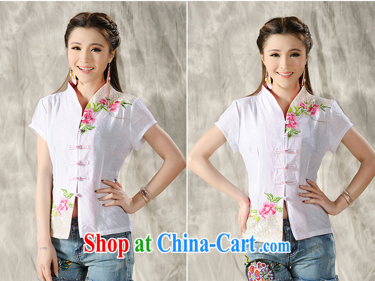 Products from National wind 2015 new Peony embroidery Chinese, summer/Chinese improved short-sleeved T-shirt outfit white XXL pictures, price, brand platters! Elections are good character, the national distribution, so why buy now enjoy more preferential! Health